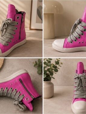 High-Top Women's Sneaker Boot in Bright Pink